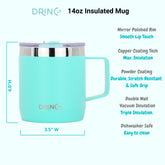 DRINCO® 14 oz Coffee Mug Vacuum Insulated Camping Mug Double Wall by Orchid Lavender Travel Mugs
