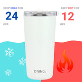 DRINCO® 20oz Insulated Tumbler Spill Proof Lid 2 Straws(Arctic White) by Orchid Lavender Tumblers