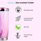 DRINCO® 20oz Insulated Tumbler w/Spill Proof Lid, 2 Straws (Galaxy) by Orchid Lavender Tumblers
