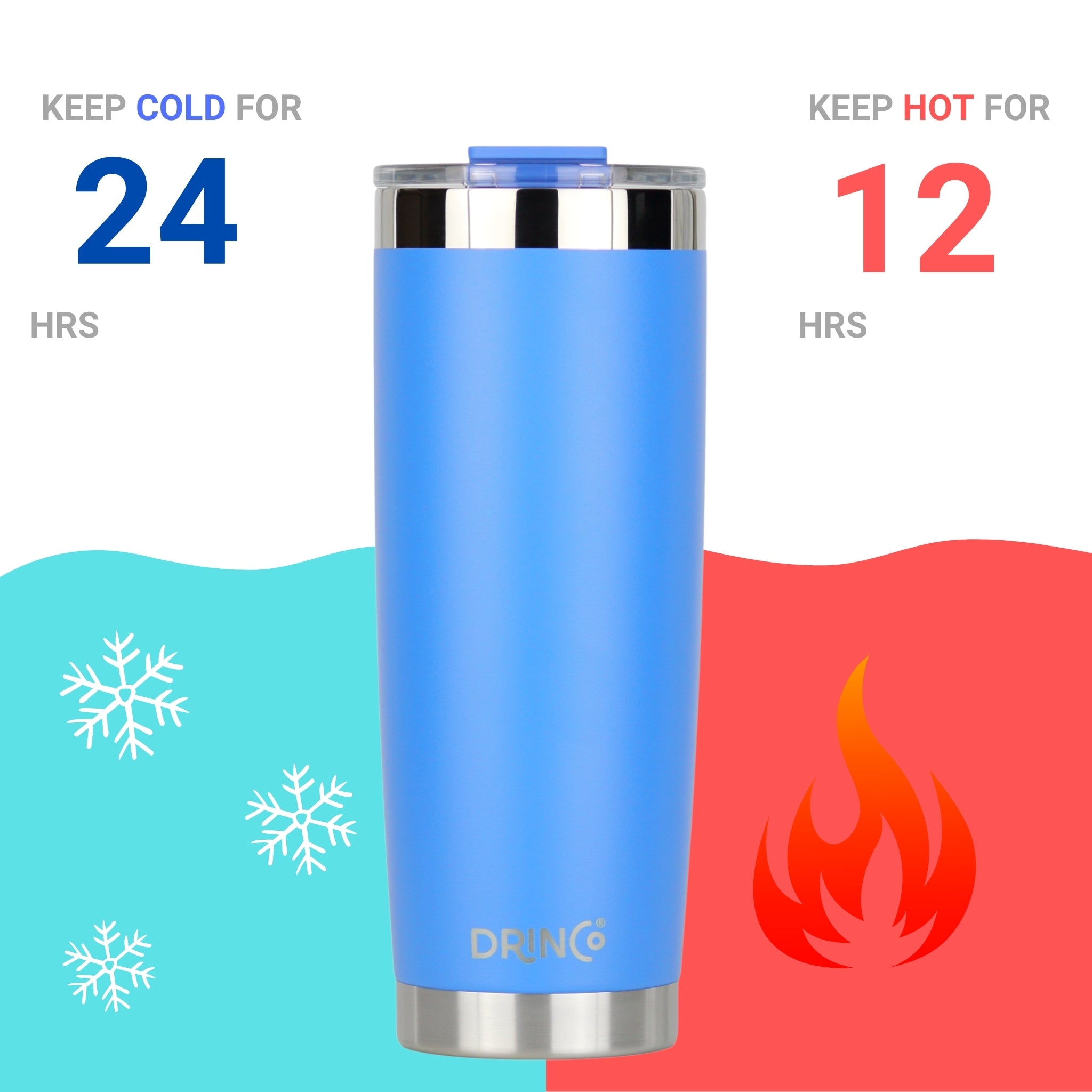 DRINCO® 20oz Insulated Tumbler w/Spill Proof Lid 2 Straws(Royal Blue) by Orchid Lavender Tumblers