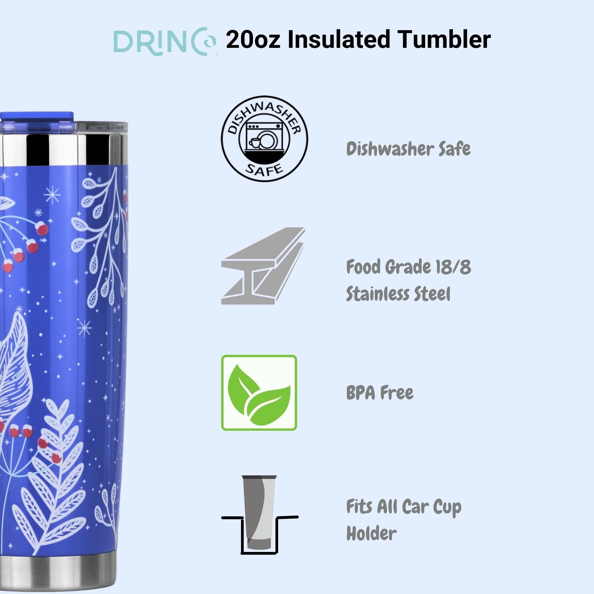 DRINCO® 20oz Insulated Tumbler Spill Proof Lid 2 Straws(Nampa) by Orchid Lavender Tumblers