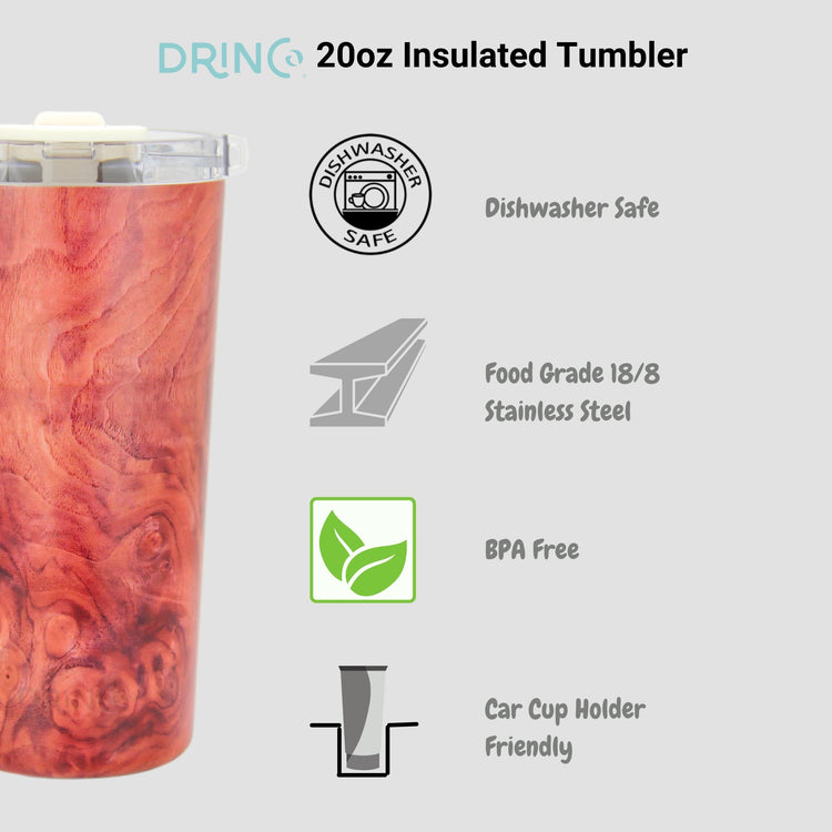 DRINCO® Seattle 20oz Insulated Tumbler Leakproof w/straw-Walnut by Orchid Lavender Tumblers