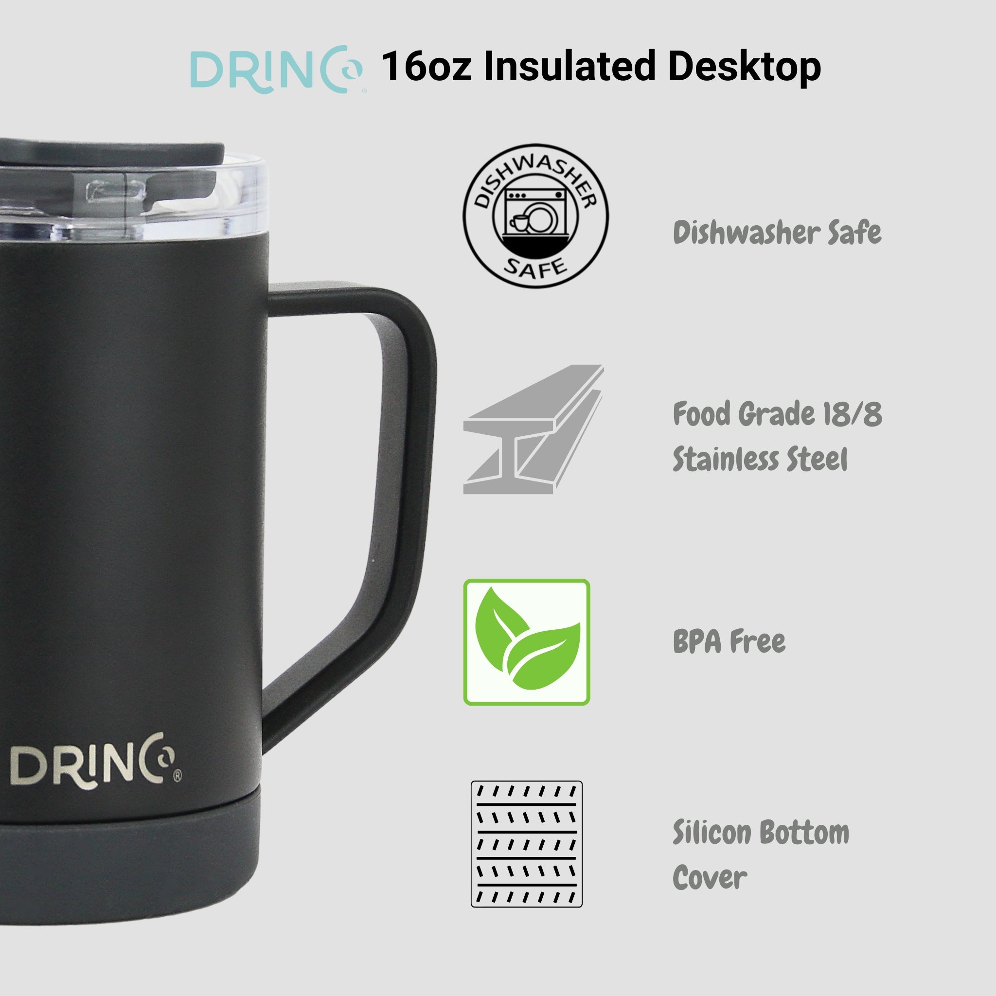 DRINCO® 16 oz Coffee Mug Vacuum Insulated Camping Mug Double Wall by Orchid Lavender Outdoor Recreation