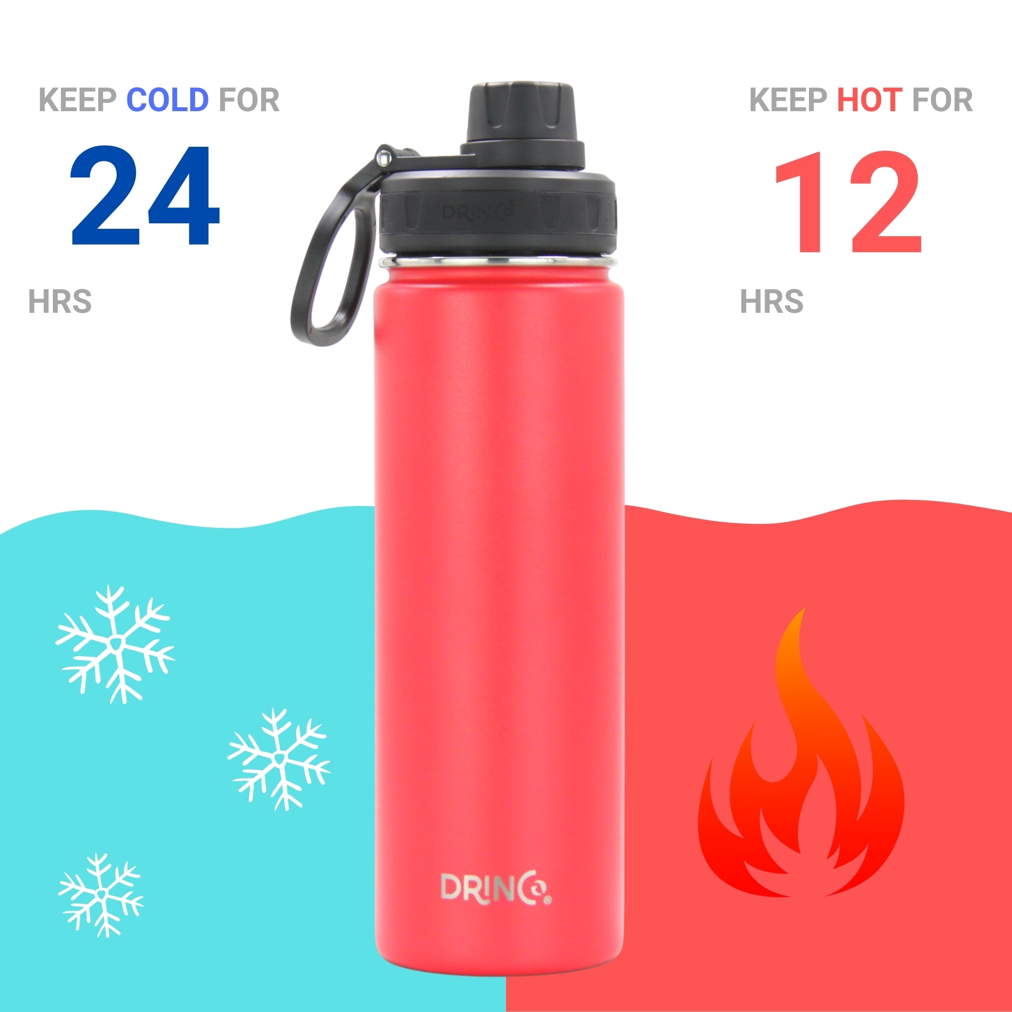 DRINCO® 22oz Stainless Steel Sport Water Bottle - Barn Red by Orchid Lavender Water Bottles