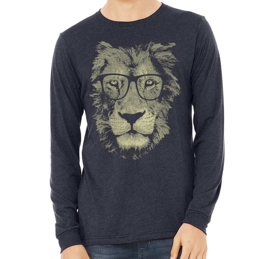 Lion Wearing Glasses Long Sleeve by Indigo Tiger Clothing