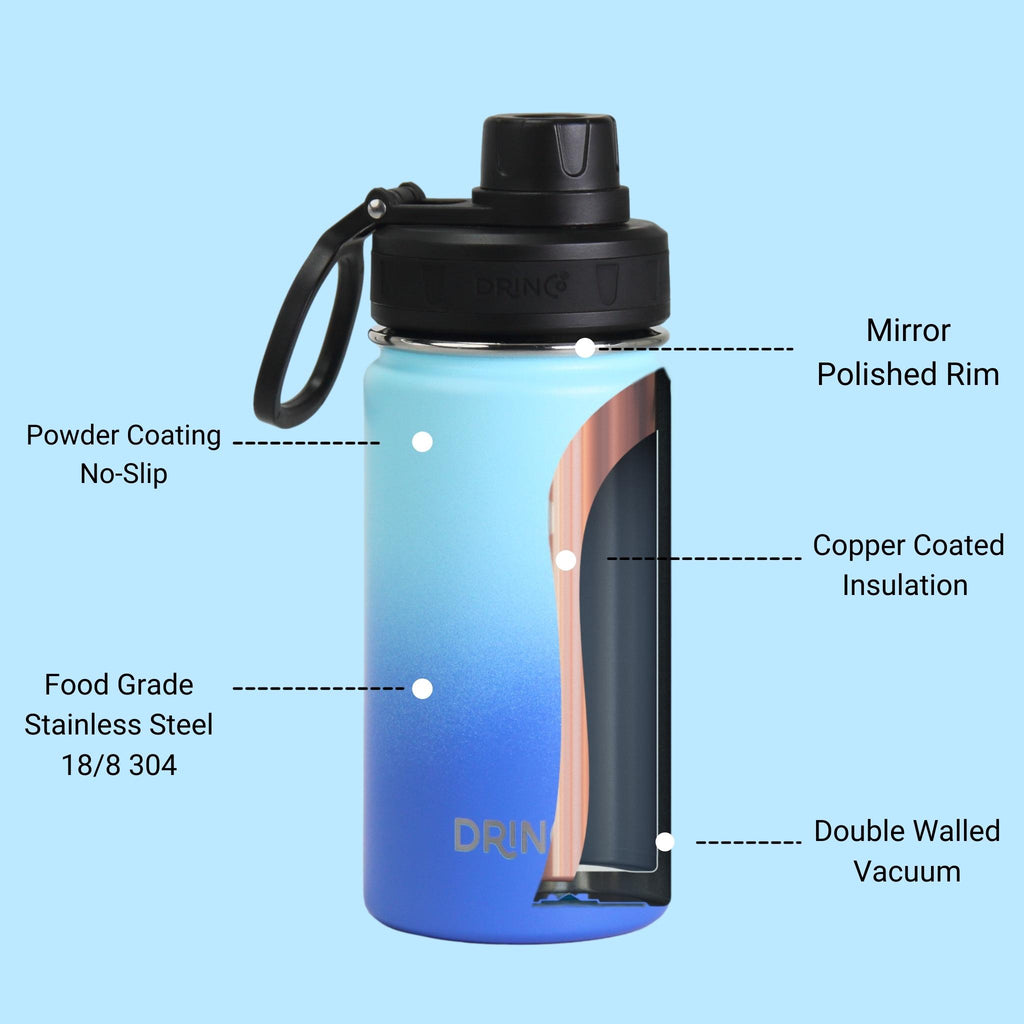 DRINCO® 14oz Stainless Steel Sport Water Bottle - Morning Sky Blue by Orchid Lavender Water Bottles