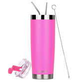DRINCO® 20oz Insulated Tumbler Spill Proof Lid 2 Straws(Island Pink) by Orchid Lavender Tumblers