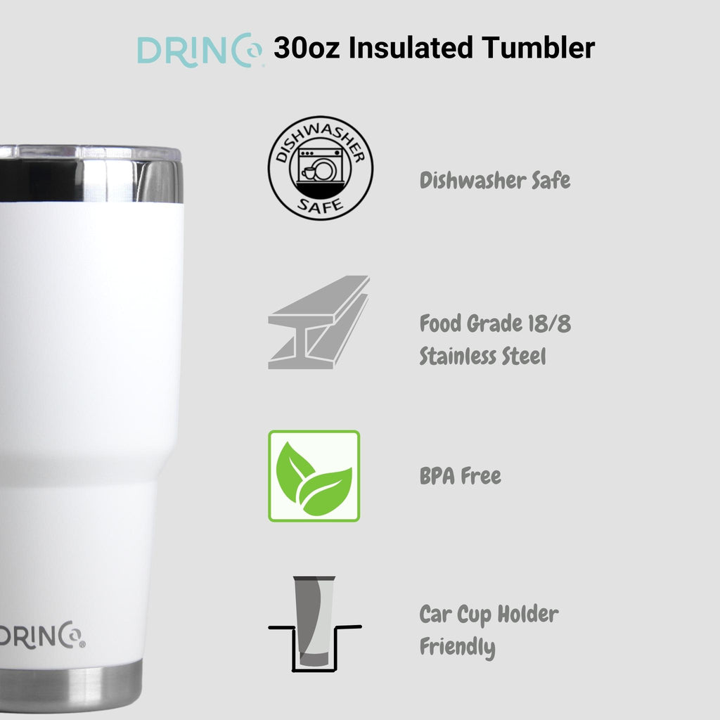 DRINCO® 30oz Insulated Tumbler Spill Proof Lid (White)-USA Flag by Orchid Lavender Tumblers