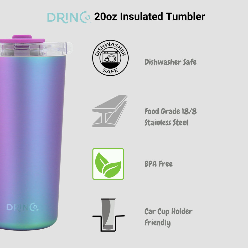 DRINCO® Seattle 20oz Insulated Tumbler Spill Proof Lid w/straw-Arabian by Orchid Lavender Tumblers