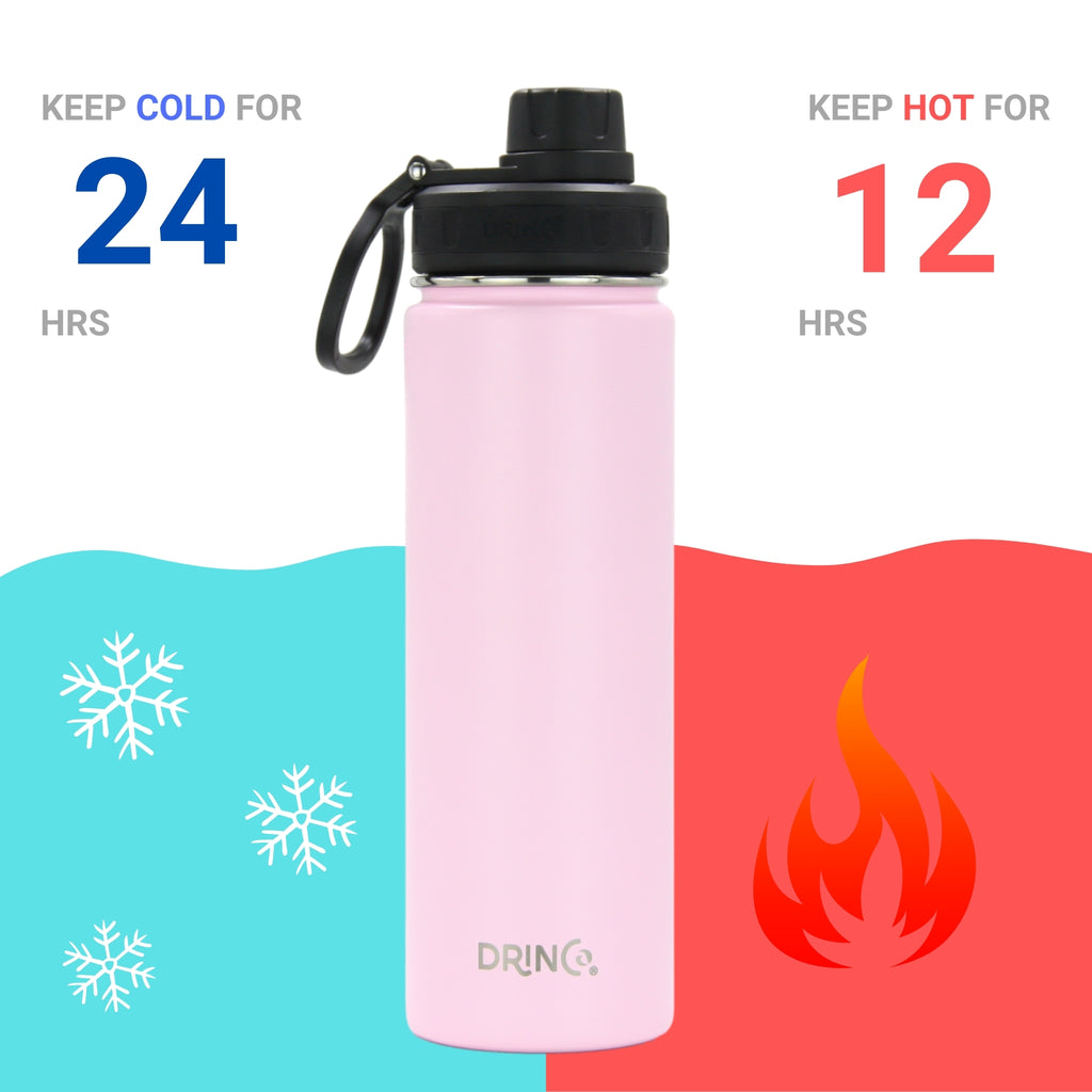 DRINCO® 22oz Stainless Steel Sport Water Bottle - Flamingo Pink by Orchid Lavender Water Bottles
