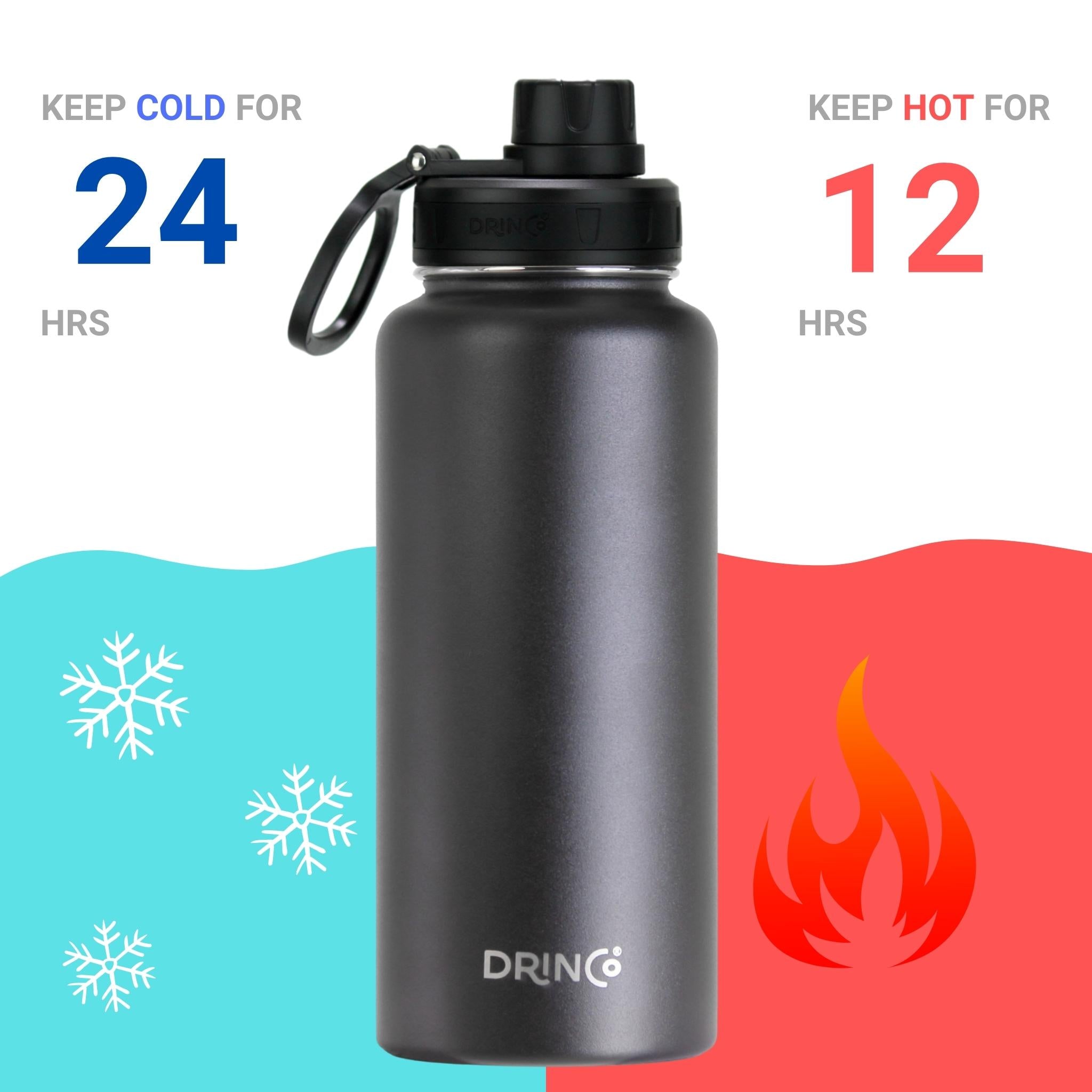 DRINCO® 32oz Stainless Steel Water Bottle - Black by Orchid Lavender Water Bottles