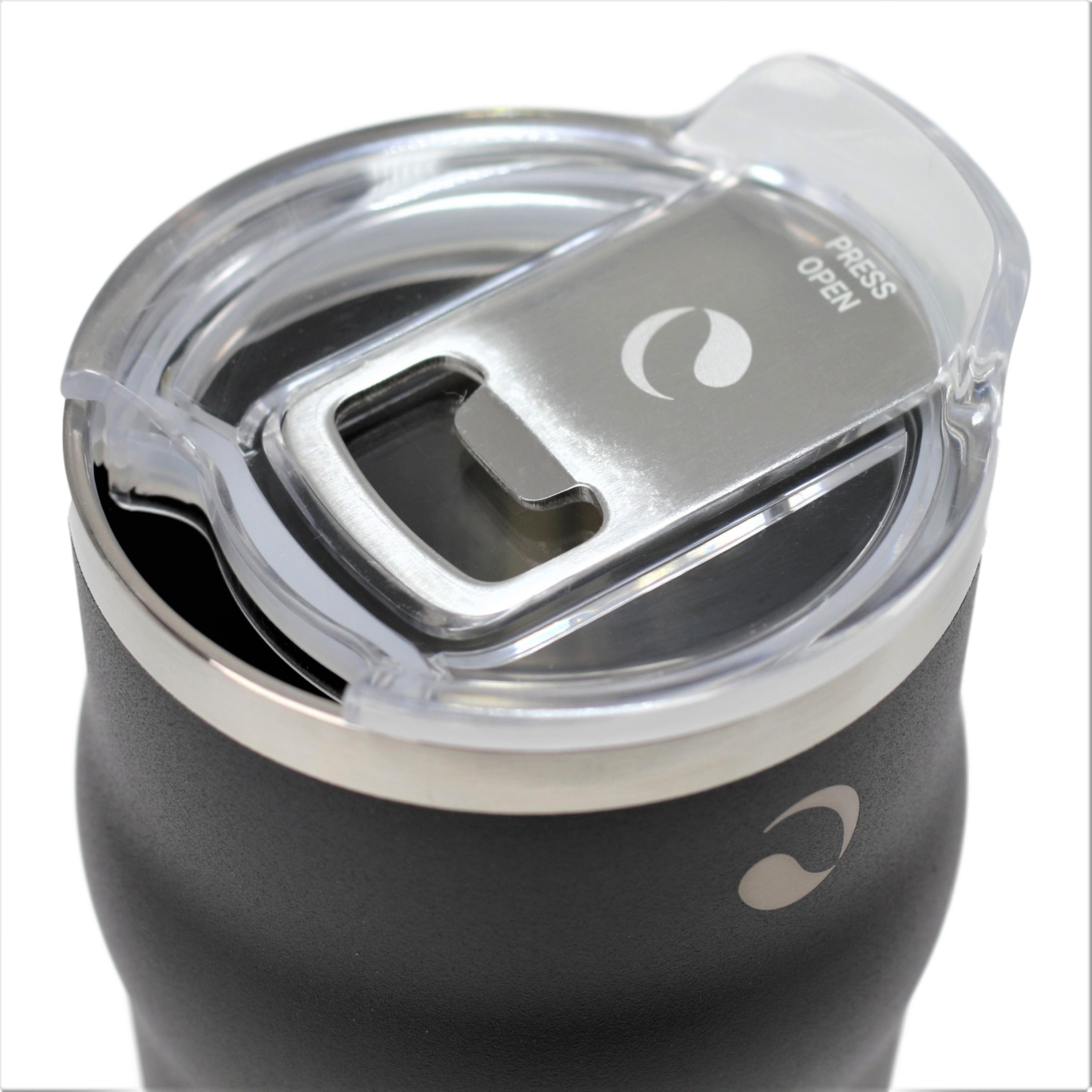 DRINCO 20oz Insulated Tumbler Beer Mug-Bottle Opener THOR-(Jet Black) by Orchid Lavender Tumblers