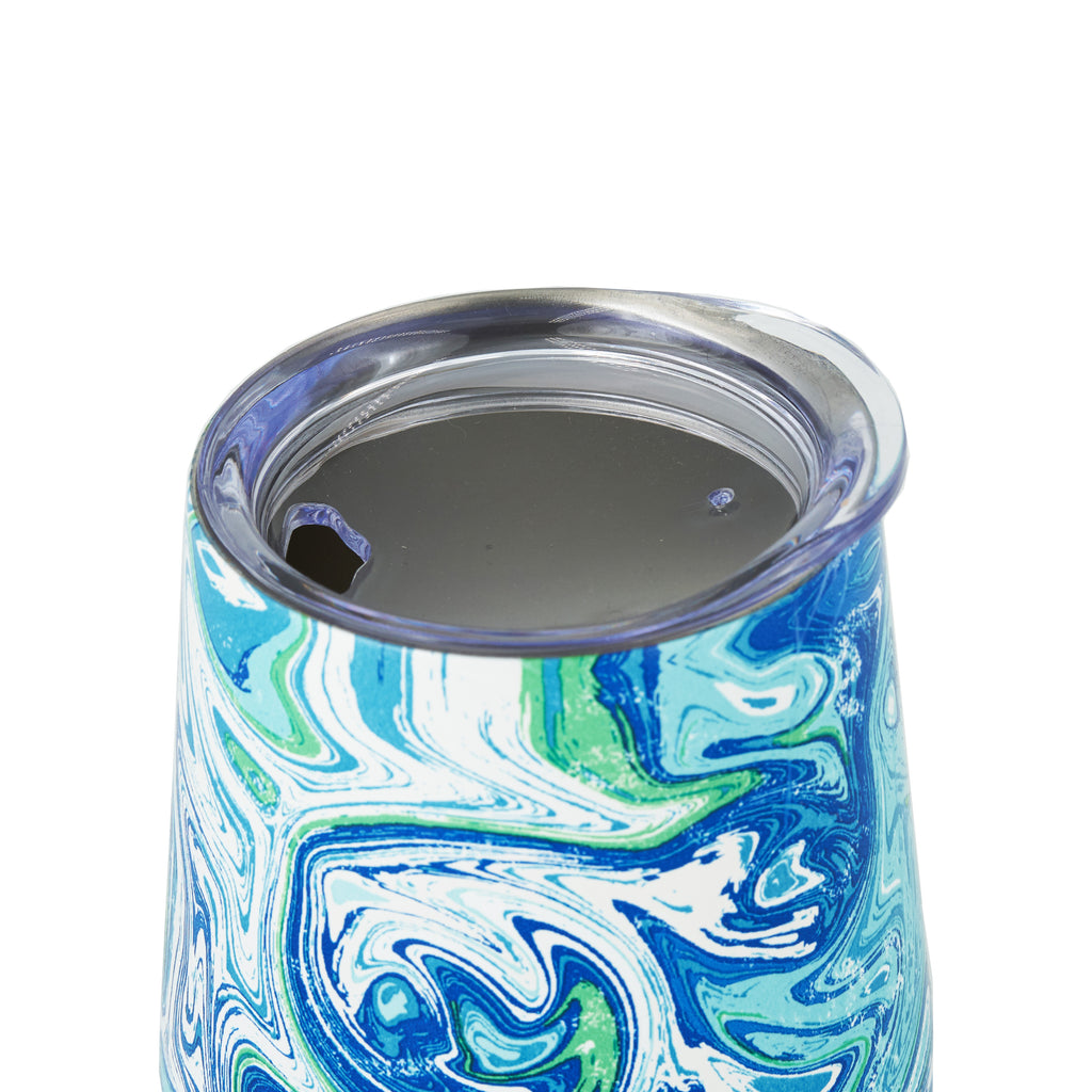 DRINCO® 12oz Insulated Wine Tumbler Glass (Venice Swirl) by Orchid Lavender Tumblers