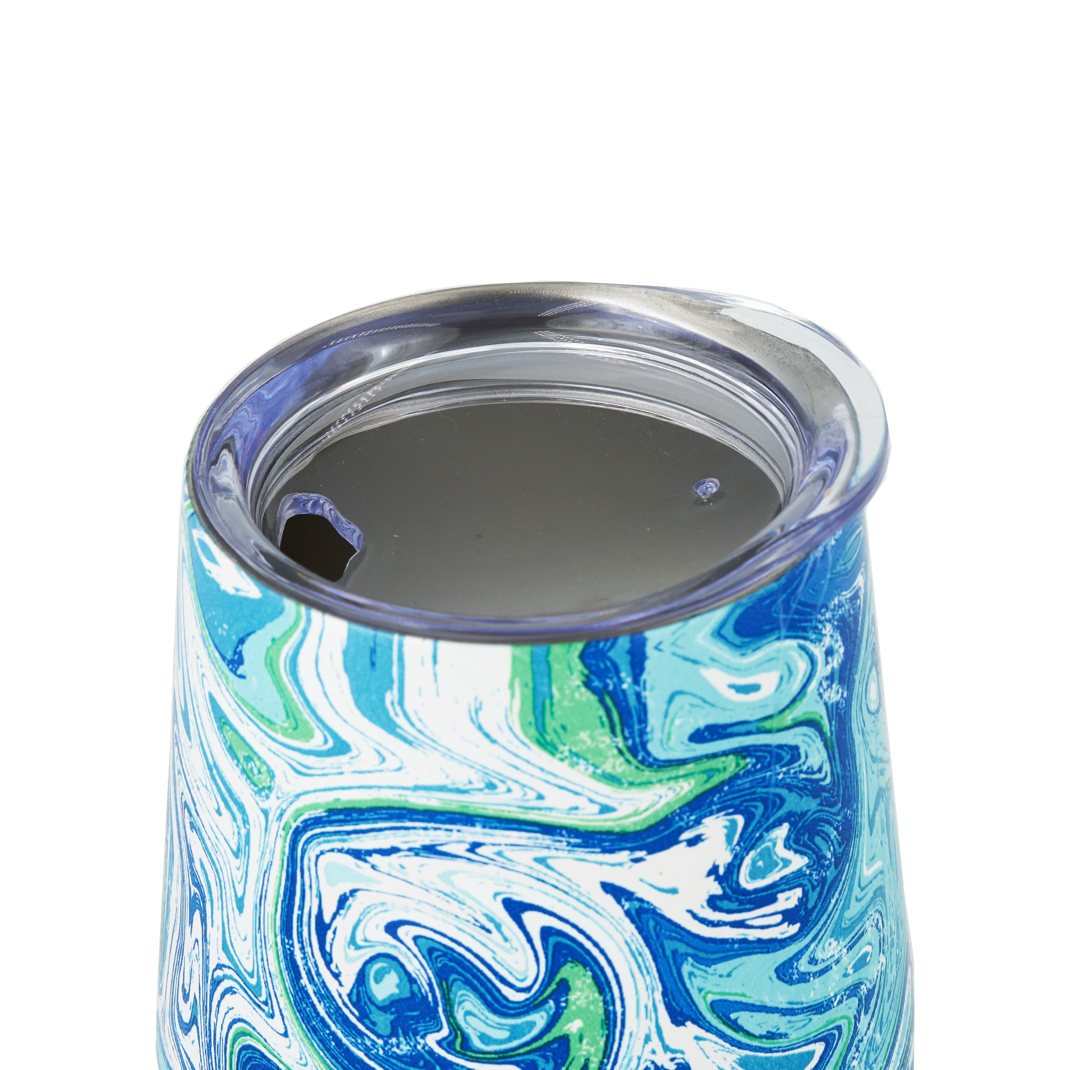 DRINCO® 12oz Insulated Wine Tumbler Glass (Venice Swirl) by Orchid Lavender Tumblers