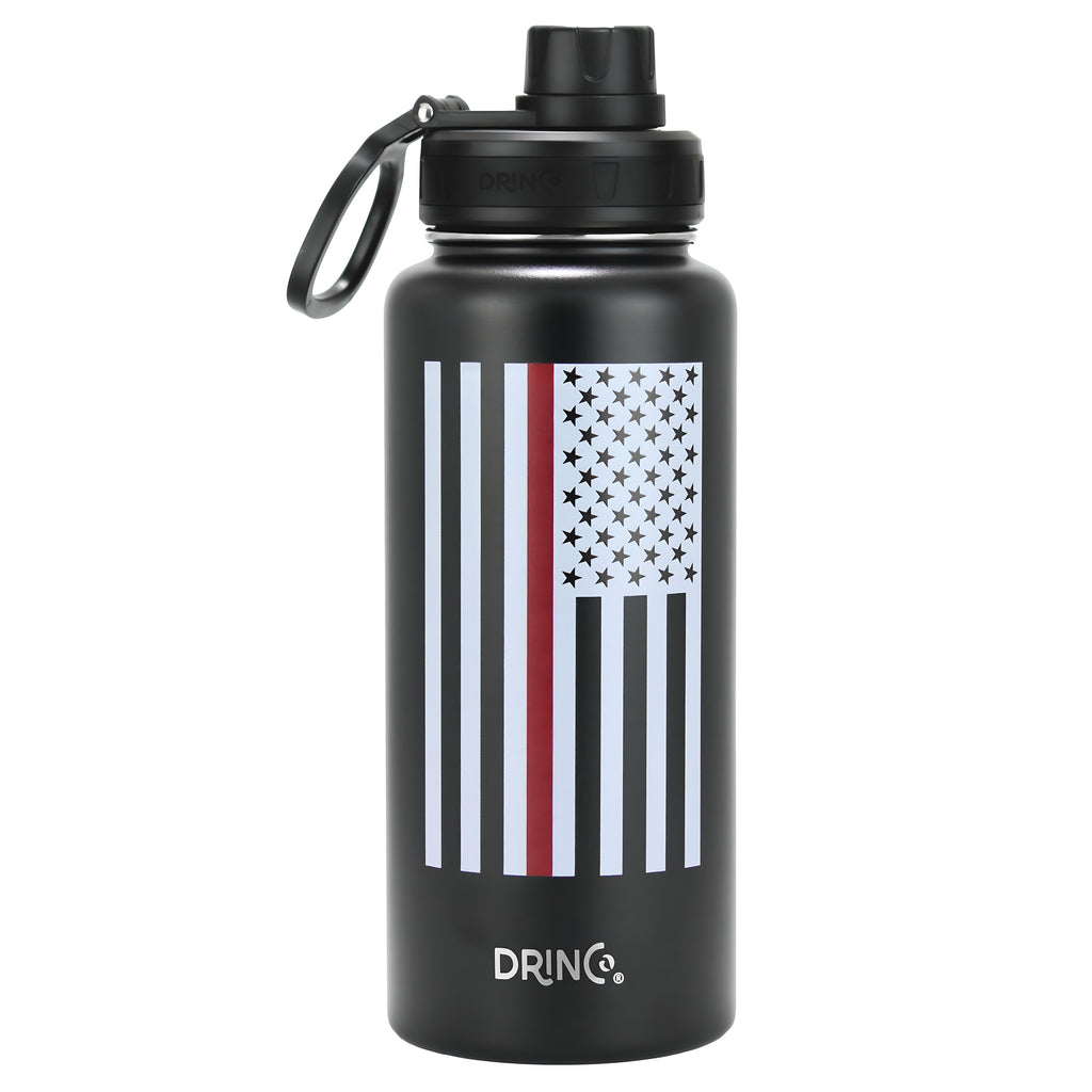 DRINCO® 32oz Stainless Steel Water Bottle-Thin Red-Black by Orchid Lavender Water Bottles