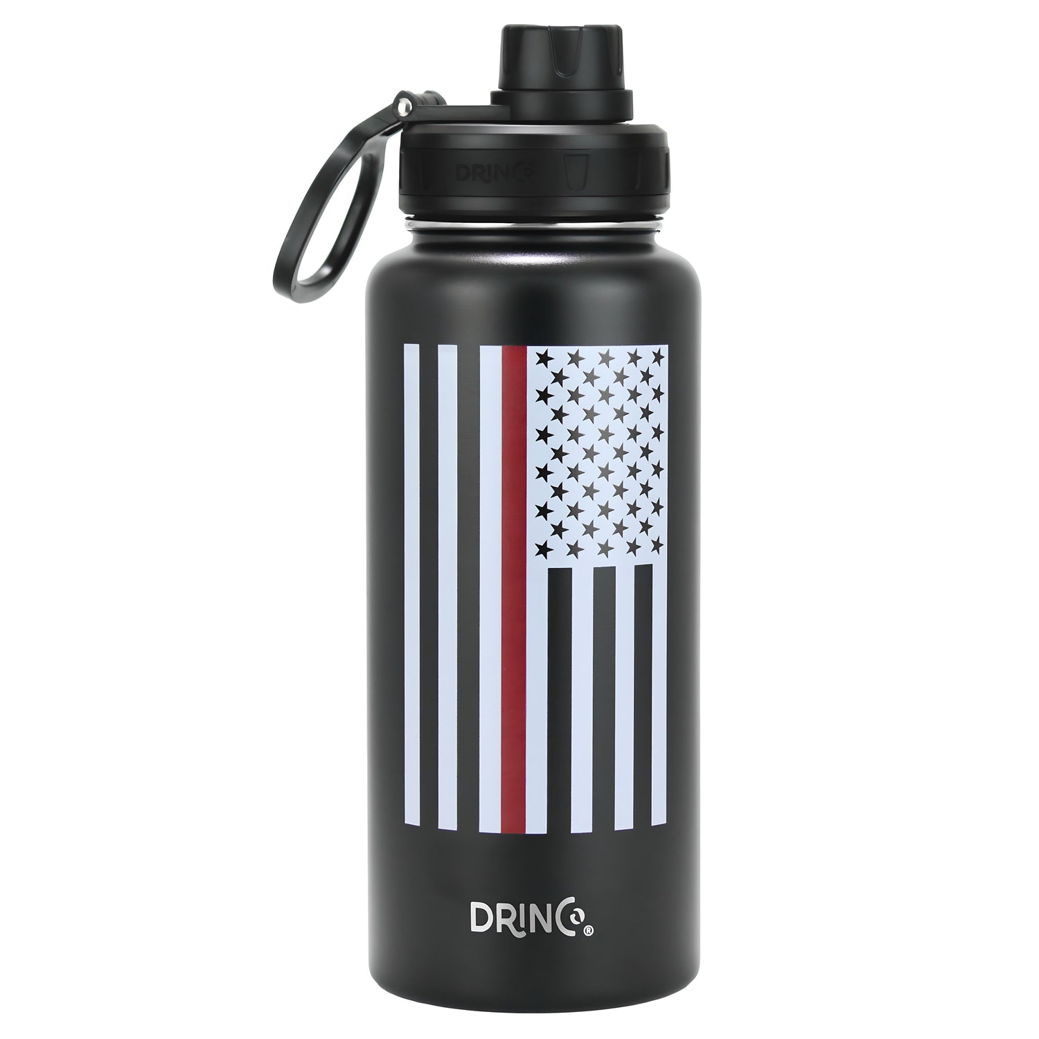 DRINCO® 32oz Stainless Steel Water Bottle-Thin Red-Black by Orchid Lavender Water Bottles