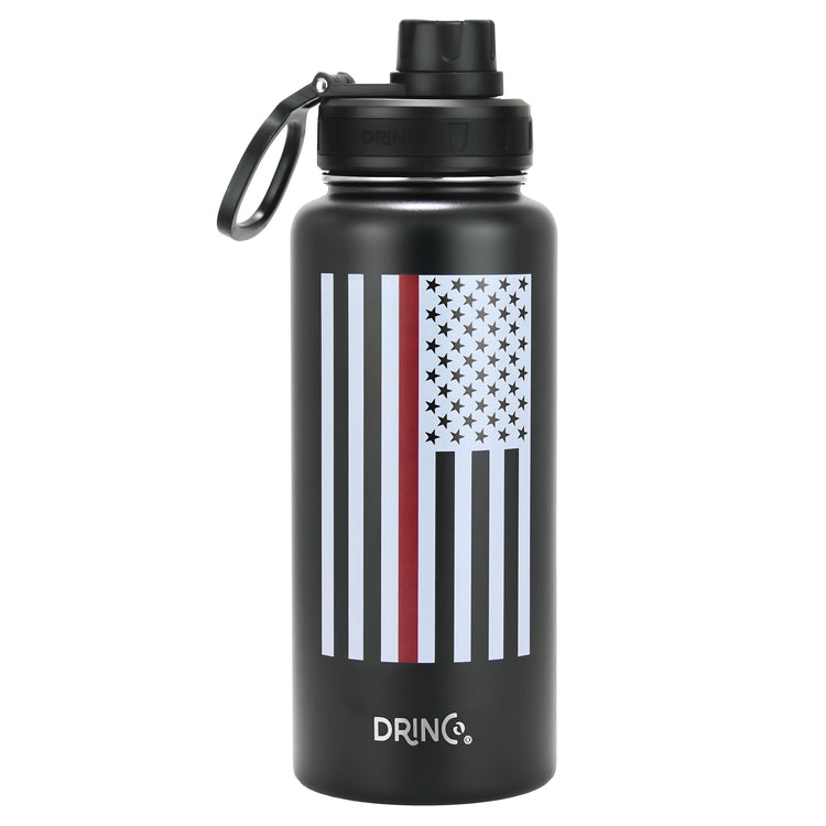DRINCO® 32oz Stainless Steel Water Bottle-Thin Red-Black by Orchid Lavender Water Bottles