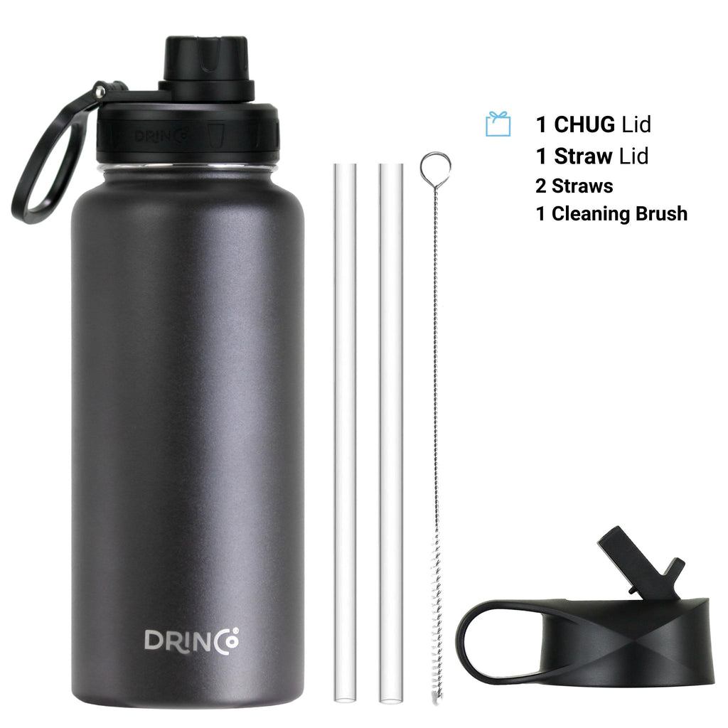 DRINCO® 32oz Stainless Steel Water Bottle-Skull-Black by Orchid Lavender Water Bottles