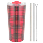 DRINCO® Seattle 20oz Insulated Tumbler Leakproof w/straw-Tartan Plaid by Orchid Lavender Tumblers
