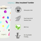 DRINCO® Seattle 20oz Insulated Tumbler Leakproof w/straw-Blots by Orchid Lavender Tumblers