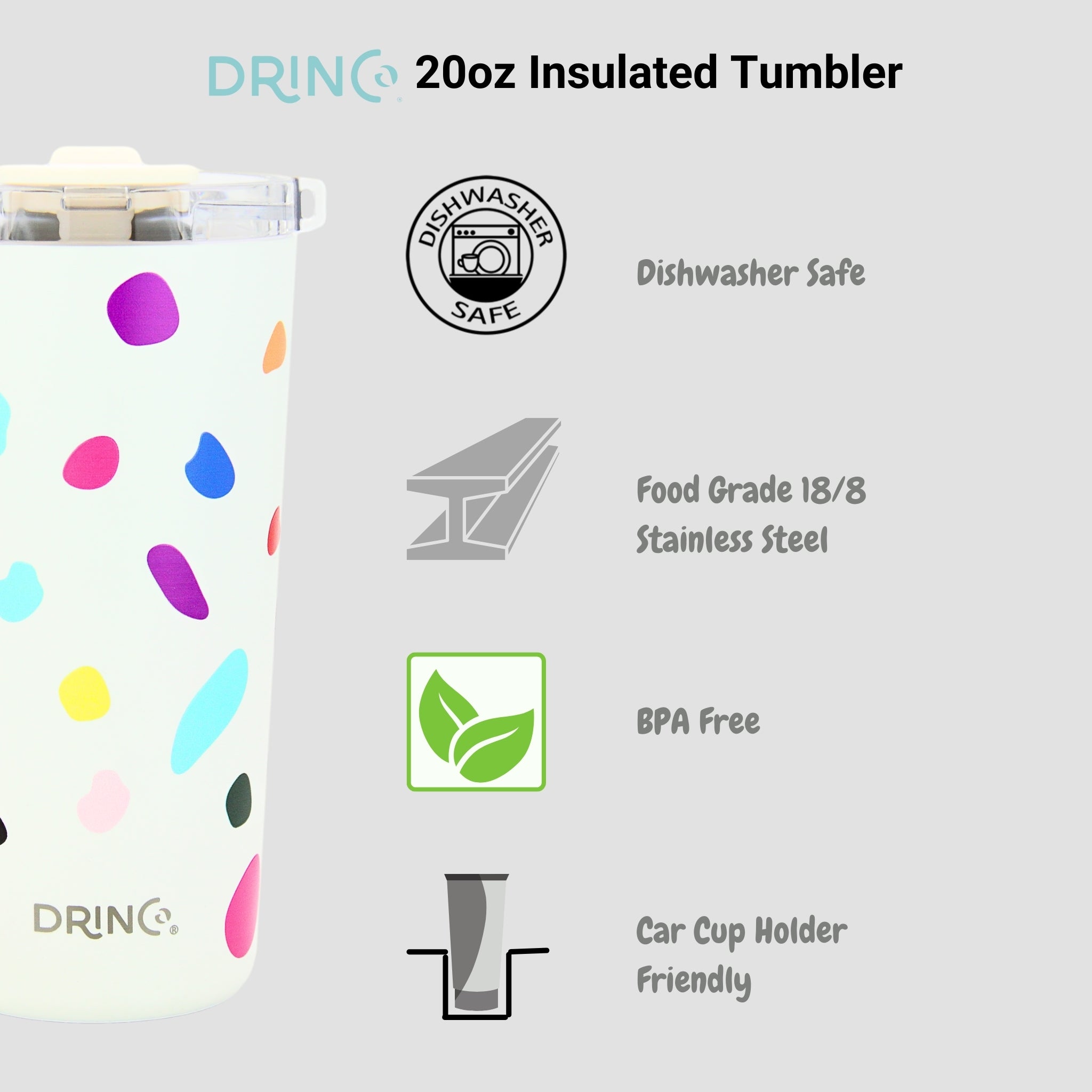 DRINCO® Seattle 20oz Insulated Tumbler Leakproof w/straw-Blots by Orchid Lavender Tumblers