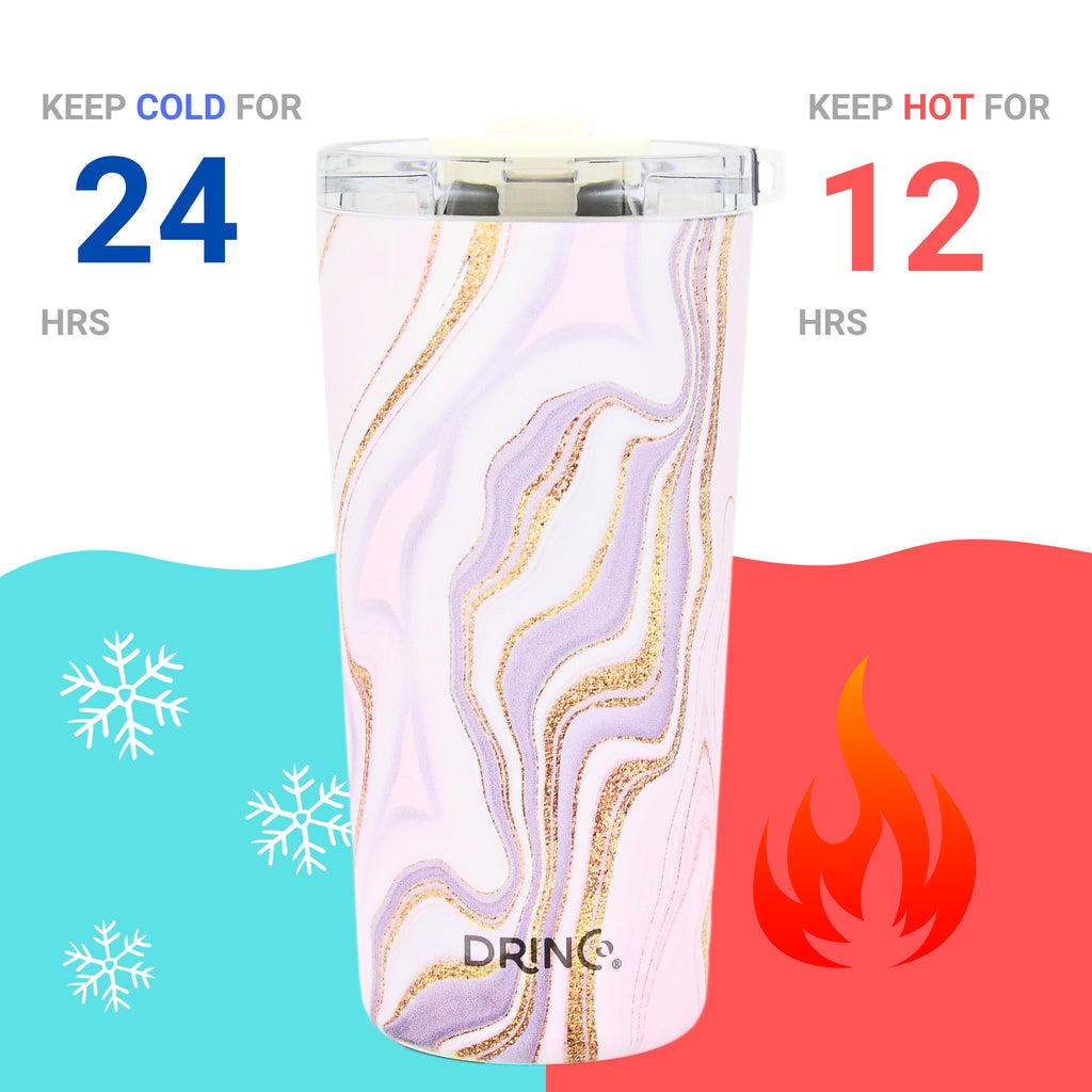 DRINCO® Seattle 20oz Insulated Tumbler Leakproof w/straw-Rosa Gold by Orchid Lavender Tumblers