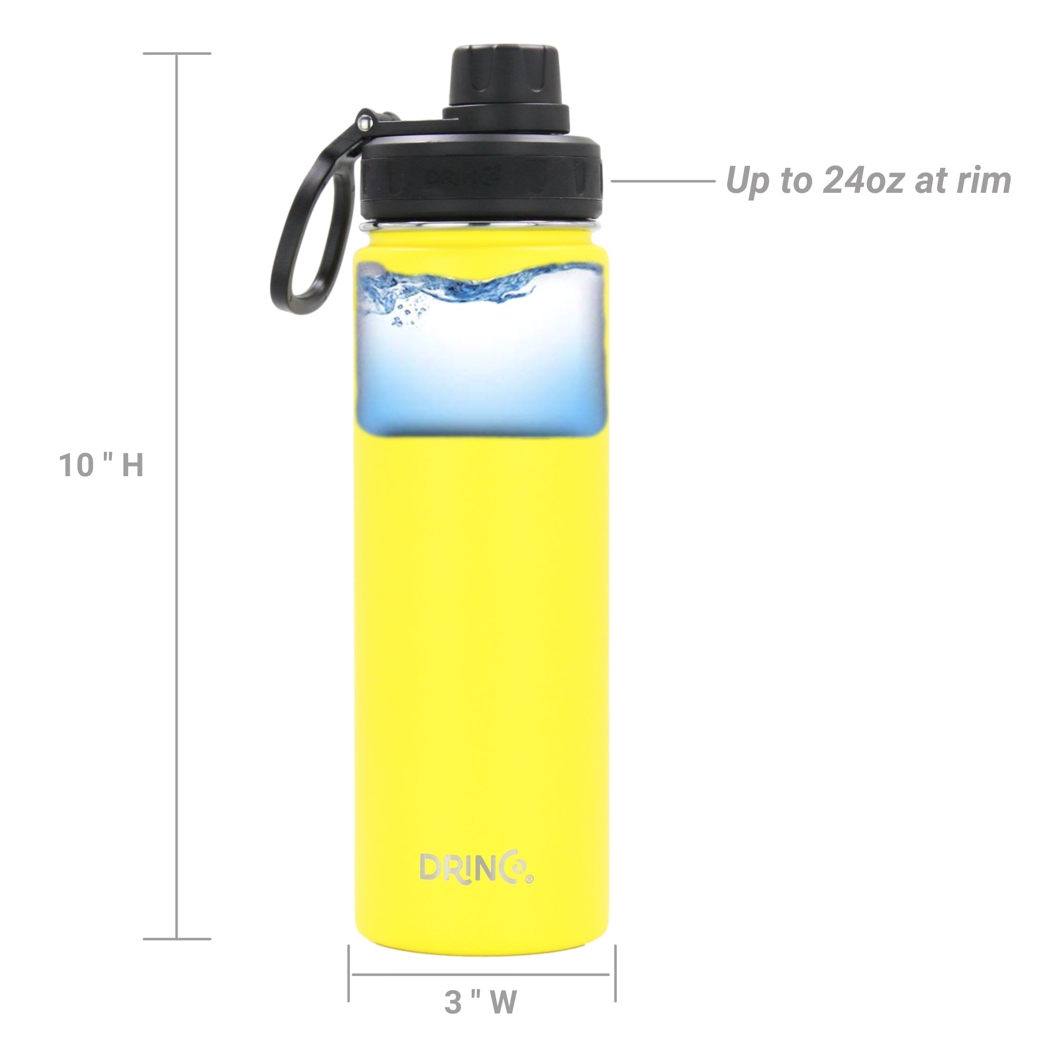 DRINCO® 22oz Stainless Steel Sport Water Bottle - Illuminating Yellow by Orchid Lavender Water Bottles