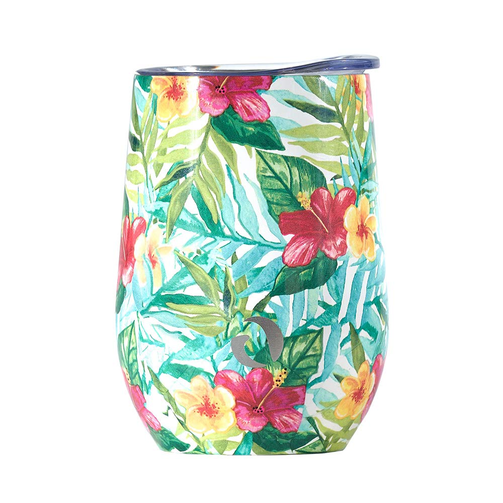 DRINCO® 12oz Insulated Wine Tumbler Glass (Tropical Hues) by Orchid Lavender Tumblers
