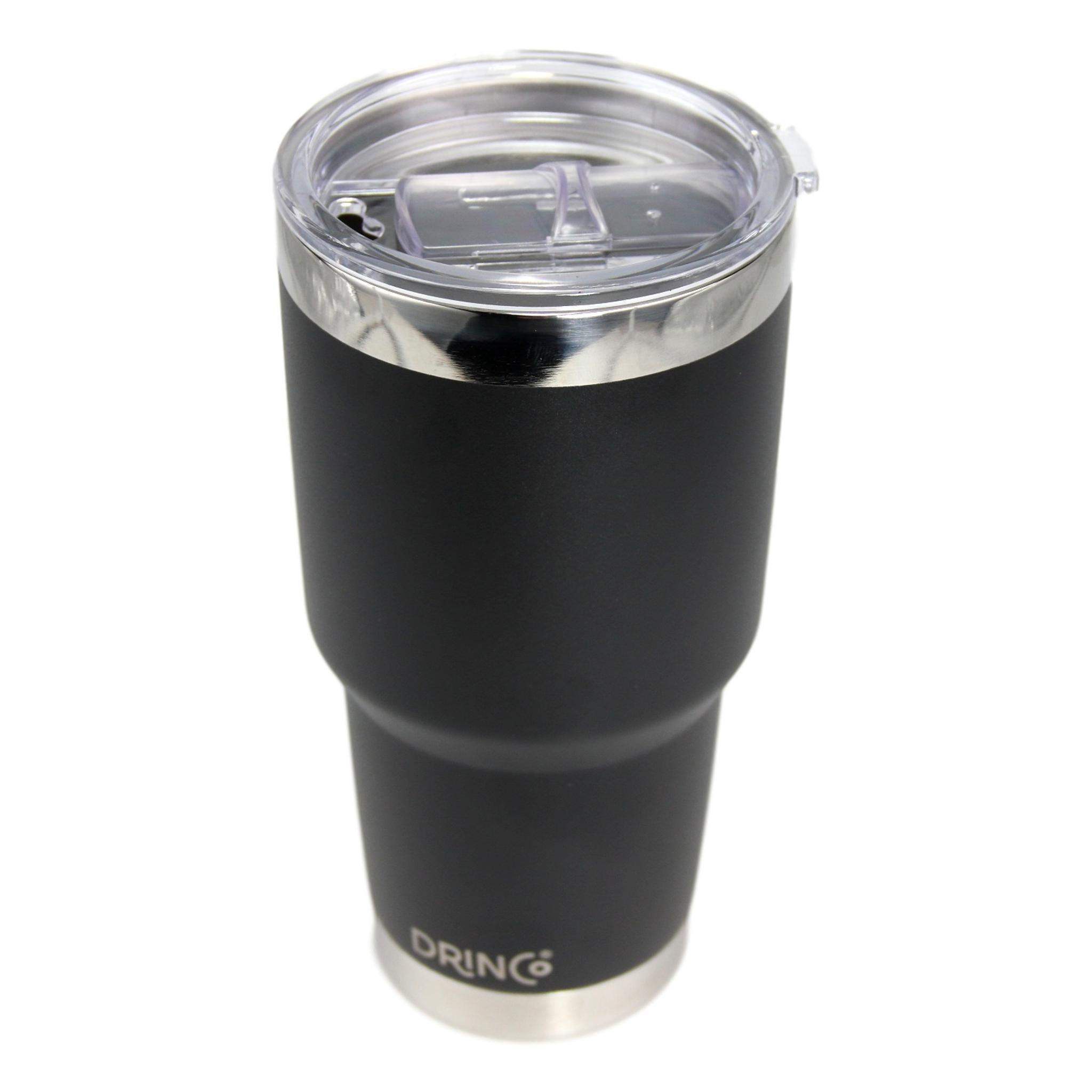 DRINCO® 30oz Insulated Tumbler Spill Proof Lid w/2 Straws (Black) by Orchid Lavender Tumblers