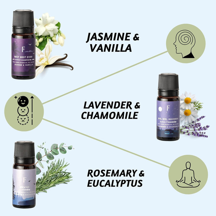 Sleep Essential Oils for Diffusers for Home - Set of 6 | Premium Relaxing Essential Oil Set for Sleep Essentials, Aromatherapy & Meditation | Lavender, Peppermint, Jasmine Eucalyptus Orange by Cosmic Inventory