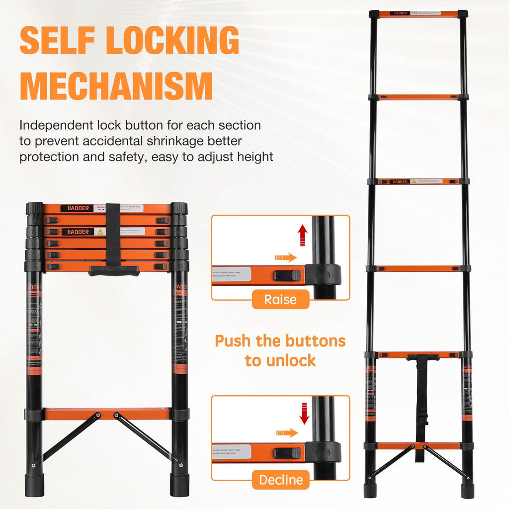 Telescopic Roof Ladder, Heavy-Duty Stainless Steel with Anti-Slip by Pear Daisy