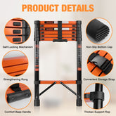 Telescopic Roof Ladder, Heavy-Duty Stainless Steel with Anti-Slip by Pear Daisy