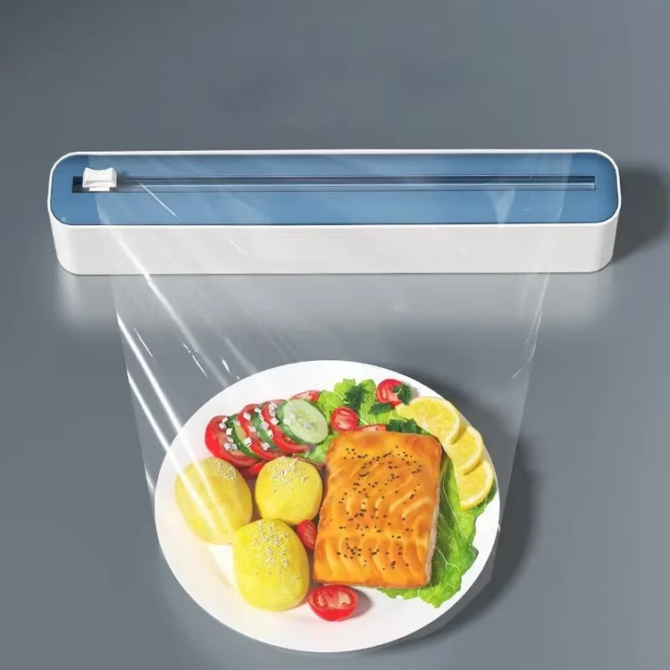 2 in 1 Food Film Dispenser Wrap Dispenser with Cutter Storage Box Aluminum Foil Stretch Film Cutter Wall Shelf Kitchen Organizer by Cosmic Inventory