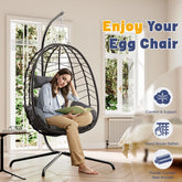 【Summergarden】Indoor and Outdoor Universal Hanging Basket Chair with Stand(82*35.5*), Hand-Woven PE Rattan Swing Chair with Fallfreshness Cushion, Adjustable Chain Length, Suitable for Bedroom, Balcony, Garden by Cosmic Inventory