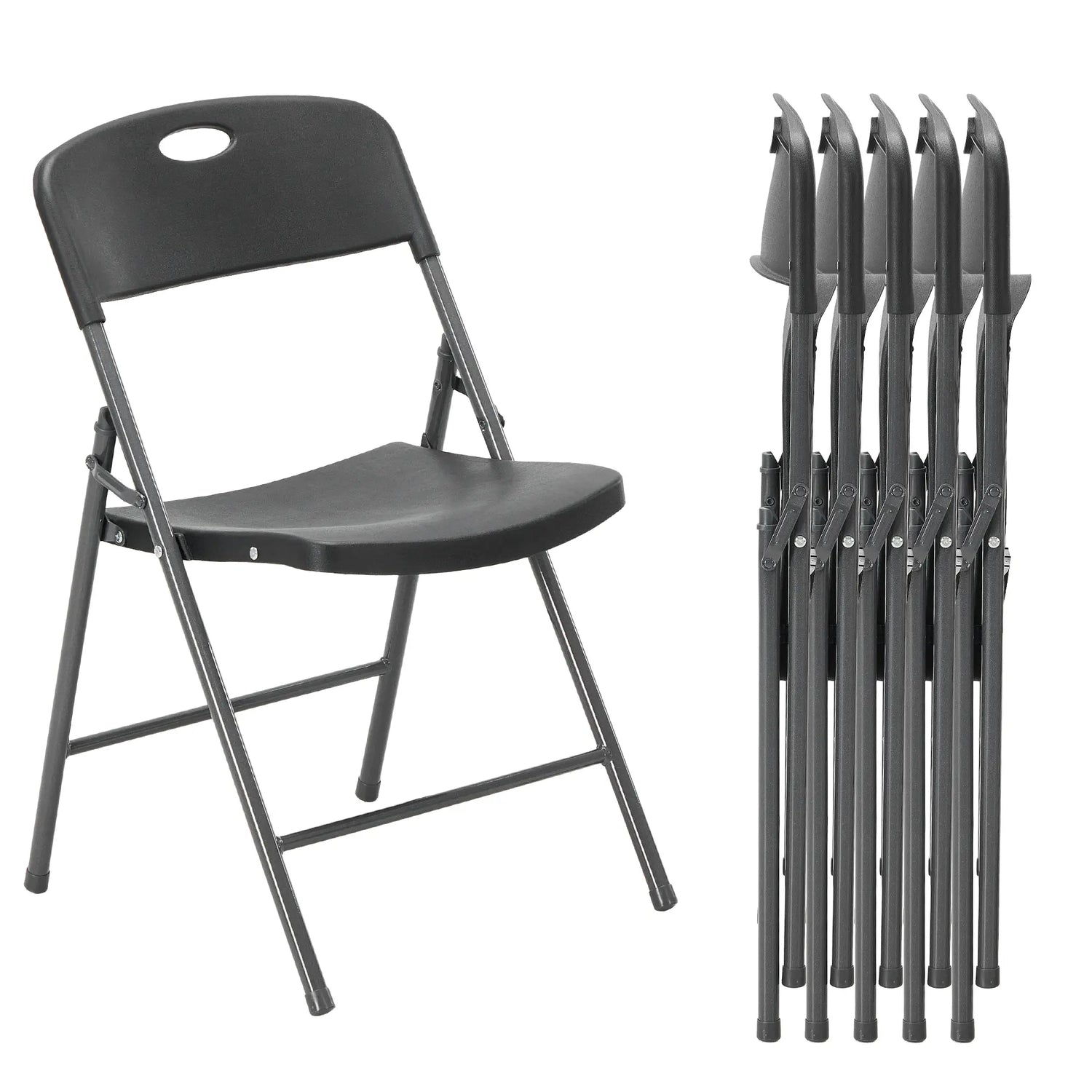 Sweetcrispy Heavy-Duty Plastic Foldable Chair - Ergonomic Back, 330 Lbs Weight Capacity, Stackable, Portable Indoor & Patio Furniture, Plastic Folding Chairs, Chairs by Cosmic Inventory