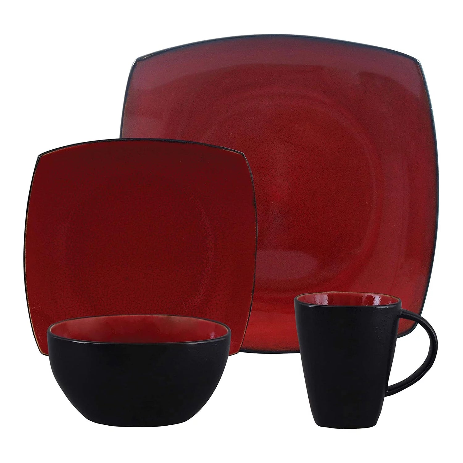 Soho Lounge Square 16-Piece Dinnerware Set - Red by Cosmic Inventory