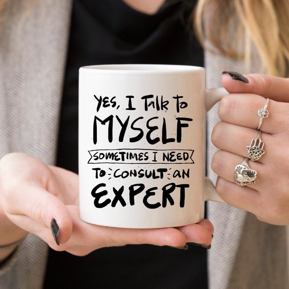 Yes I Talk to Myself Coffee Mug by Magenta Shadow Coffee & Tea Cups
