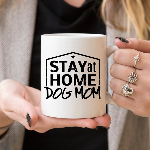 Stay At Home Dog Mom Mom Mug by Magenta Shadow Coffee & Tea Cups
