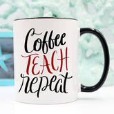 Coffee Teach Repeat, Personalized Teacher Mug by Magenta Shadow Kitchen & Dining