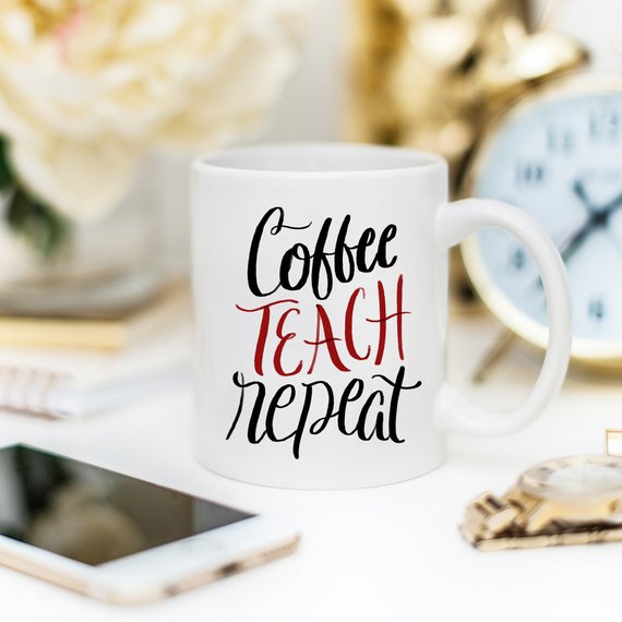 Coffee Teach Repeat, Personalized Teacher Mug by Magenta Shadow Kitchen & Dining
