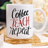 Coffee Teach Repeat, Personalized Teacher Mug by Magenta Shadow Kitchen & Dining