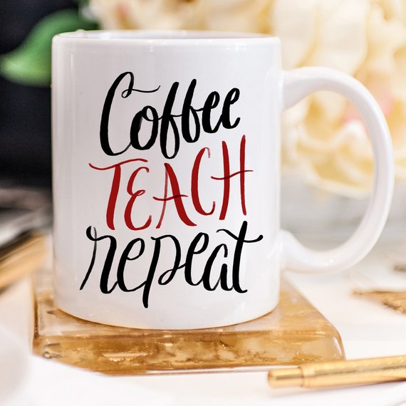 Coffee Teach Repeat, Personalized Teacher Mug by Magenta Shadow Kitchen & Dining